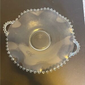 Vintage Imperial Candlewick Beaded Edge Glass 14” Diameter Cake Torte Platter